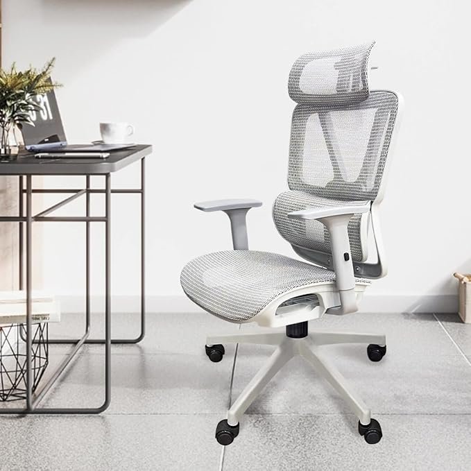 Cadeira de Escritório Ergonômica Python Fly em Malha - Lombar Integrada Fixa, Assento Arejado, Braços