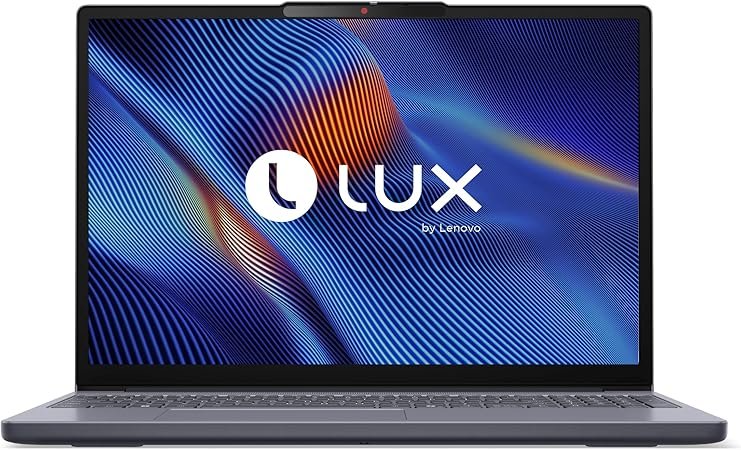 Notebook Lenovo IdeaPad Slim 3 aberto com tela colorida