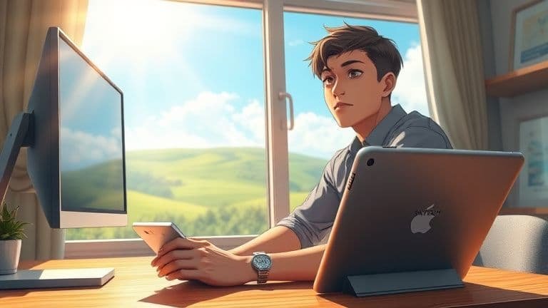Como funciona o mercado de infoprodutos na era digital 2 Homem criando um infoproduto digital em um escritório no sítio com tecnologia SKYTECH.