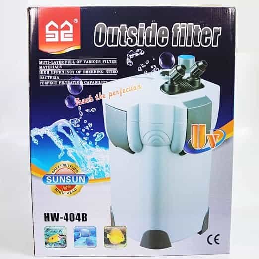 Curadoria AquaTC 3 Filtro canister Sunsun HW-404B branco com UV para aquário de kinguio.