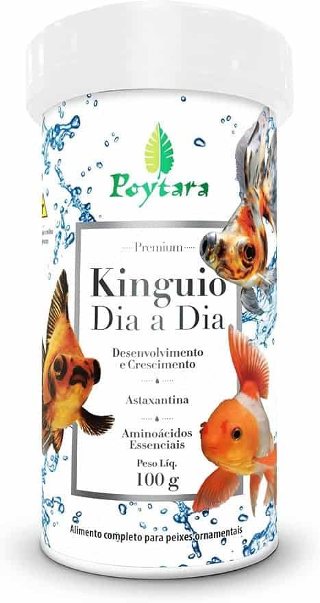 Curadoria AquaTC 16 Embalagem branca da ração nacional premium Poytara Kinguio Dia a Dia.