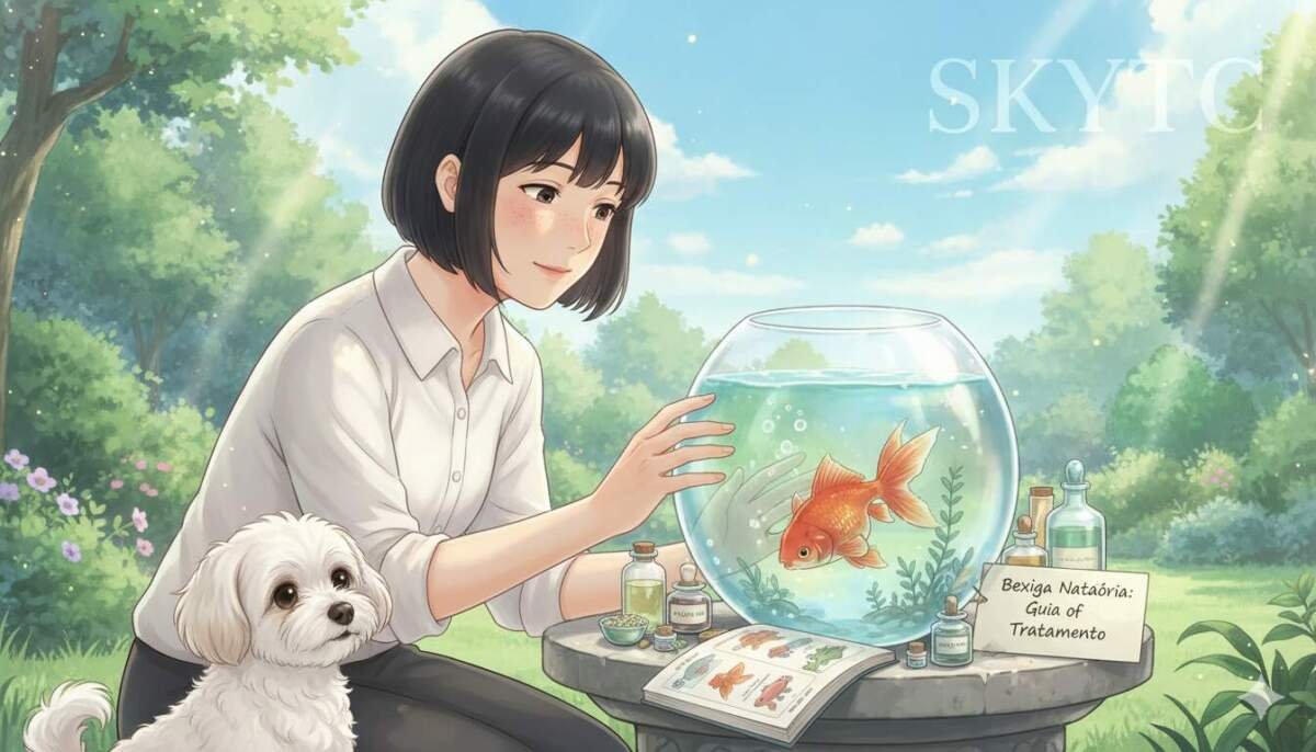 Kinguio virado de cabeça para baixo: como tratar a bexiga natatória 5 Mulher japonesa com maltipoo e kinguio com bexiga natatória, SKYTC