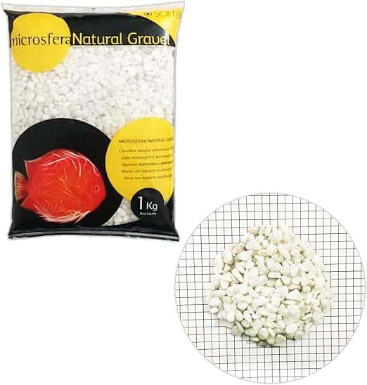 Curadoria AquaTC 26 Saco de 1kg do substrato microsfera natural gravel pebble white da SOMA para aquário.